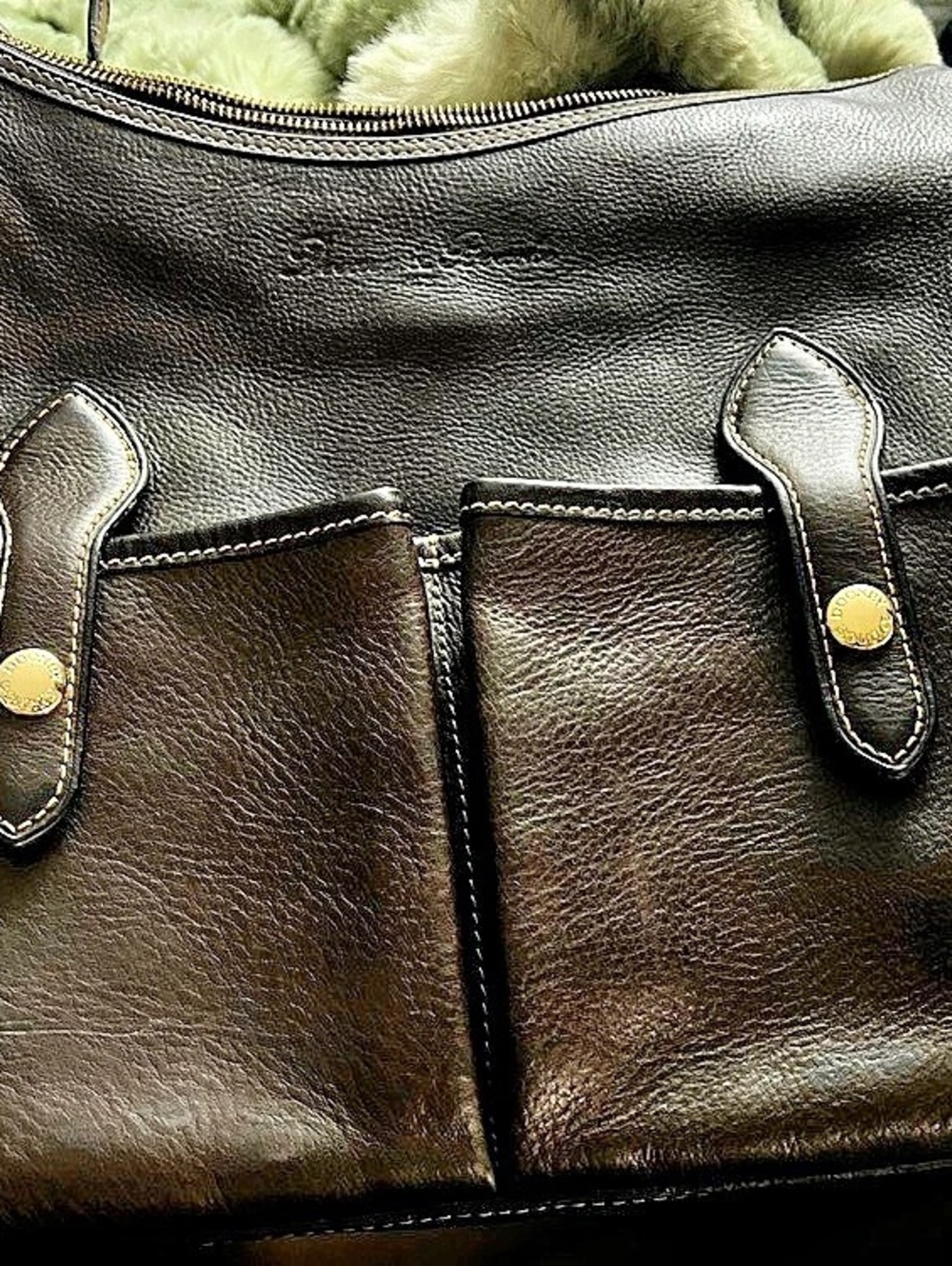 Dooney & Bourke Florentine Vacchetta Double Pocket Hobo Brown Shoulder Bag